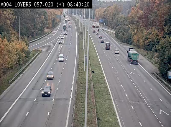 Webcam dans la montée de Loyers sur l'E411, après le viaduc de Beez en venant de Namur et en direction du Luxembourg