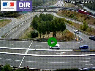 Webcam traffic à Grenoble-sud sur l'autoroute A480. Vue orientée vers l'entrée et la sortie de Grenoble