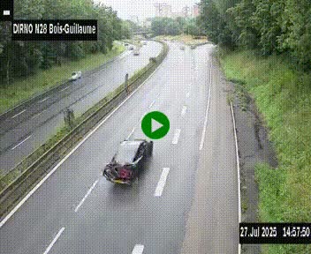 Webcam routière à hauteur de Bois-Guillaume en périphérie de Rouen. Vue orientée vers Rouen
