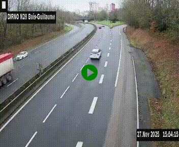 Webcam routière à hauteur de Bois-Guillaume en périphérie de Rouen. Vue orientée vers Rouen