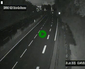 Webcam routière à hauteur de Bois-Guillaume en périphérie de Rouen. Vue orientée vers Rouen