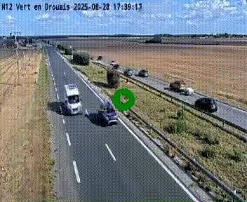Webcam à hauteur de Vert-en-Drouais sur la N12, en périphérie de Dreux. Vue orientée vers Alençon