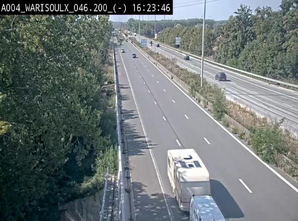 Webcam sur l'E411 à proximité de la jonction avec l'E42 à Warisoulx. Vue orientée vers le nord