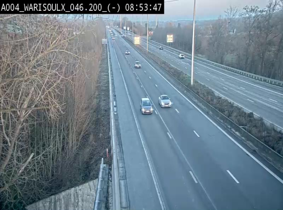 Webcam sur l'E411 à proximité de la jonction avec l'E42 à Warisoulx. Vue orientée vers le nord