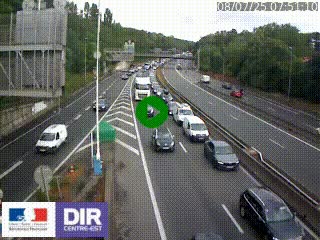 Caméra autoroute sur A6 - Valvert, près de Lyon, en direction de Paris, à hauteur de la sortie 36 Porte du Valvert
