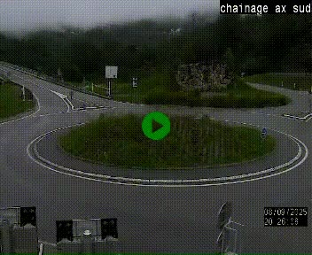Webcam au nord d'Ax-les-Thermes au niveau de l'aire de chaînage de la N20. Vue orientée vers les Pyrénées, en direction de Pas de la Case