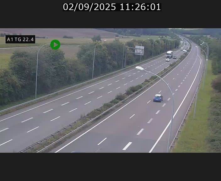Traffic live webcam Luxembourg Flaxweiler - A1 direction Luxembourg - BK 22.4