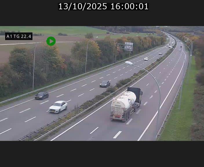 Traffic live webcam Luxembourg Flaxweiler - A1 direction Luxembourg - BK 22.4