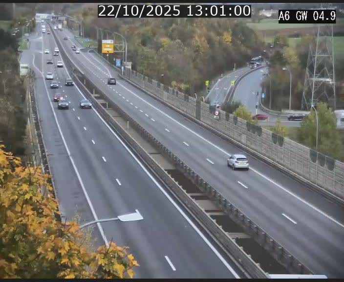 Traffic live webcam Luxembourg Croix de Cessange - A6 - BK 4.9 - direction Belgique