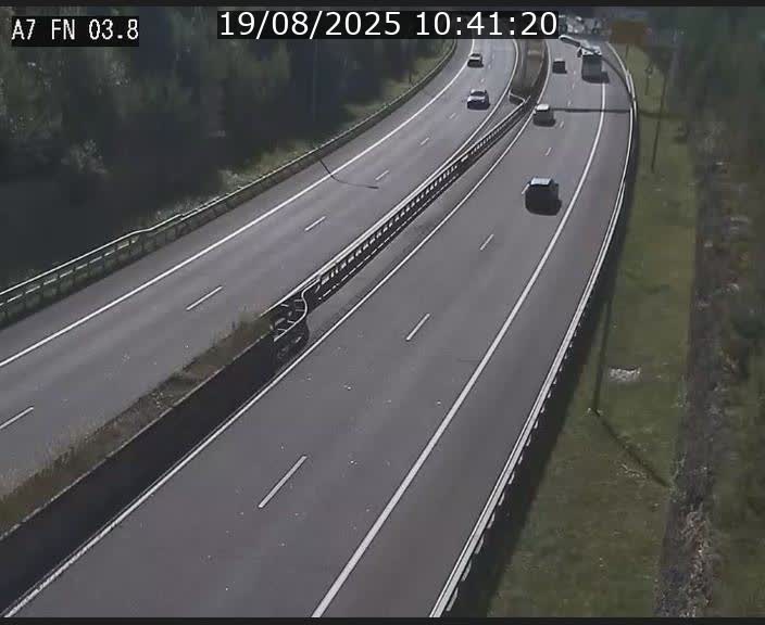 Caméra autoroute Luxembourg A7 - Passage à gibier Rëngelbour - direction Tunnel Stafelter