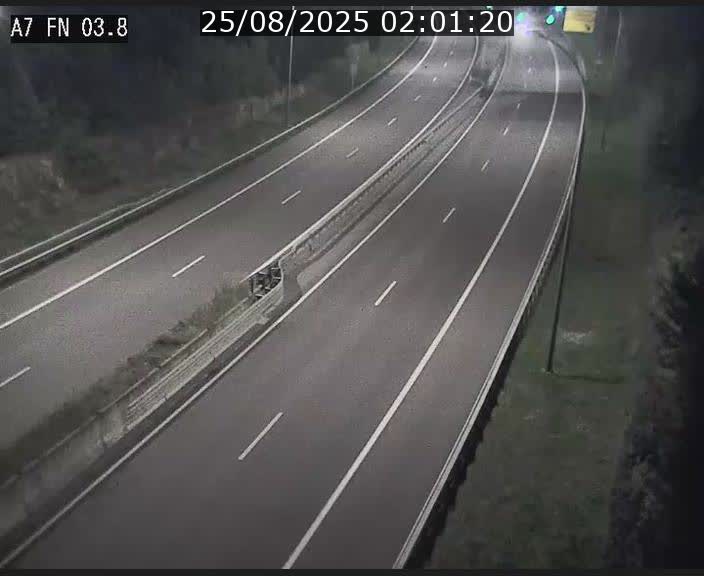 Caméra autoroute Luxembourg A7 - Passage à gibier Rëngelbour - direction Tunnel Stafelter