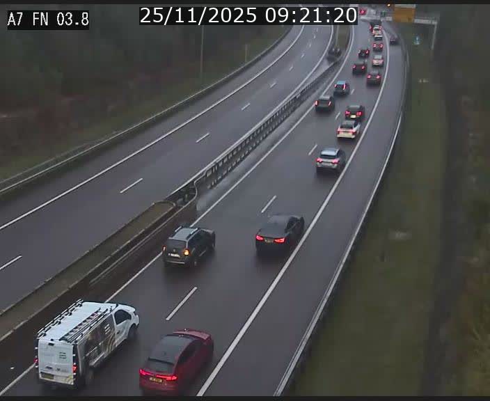 Caméra autoroute Luxembourg A7 - Passage à gibier Rëngelbour - direction Tunnel Stafelter