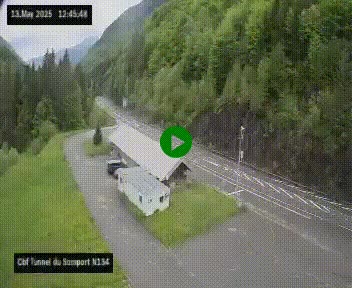 Webcam à l'entrée du tunnel du Somport, côté français, sur la N134, dans les Pyrénées, en direction de l'Espagne, à 1116 mètres d'altitude