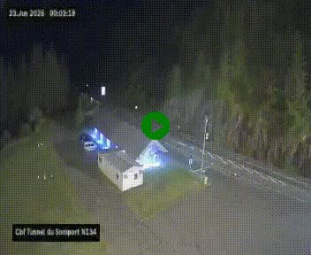 Webcam à l'entrée du tunnel du Somport, côté français, sur la N134, dans les Pyrénées, en direction de l'Espagne, à 1116 mètres d'altitude