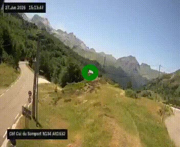 Webcam au col du Somport, côté français, sur la N134, dans les Pyrénées, en direction de l'Espagne, à 1632 mètres d'altitude