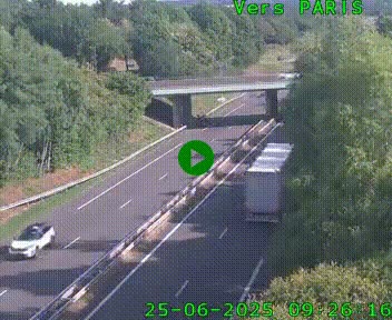 Caméra routière sur l'autoroute A20 au nord de Limoges, à la jonction avec la N520. Vue orientée vers Paris