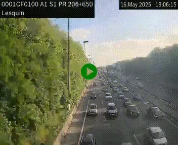 Webcam autoroute A1 à hauteur de Lesquin. Vue orientée vers Lille