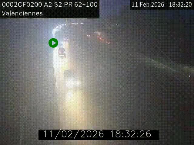 Webcam autoroute A2 à Valenciennes. Vue orientée vers Maubeuge et Mons (Belgique)