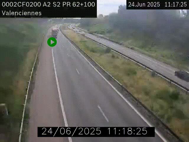Webcam autoroute A2 à Valenciennes. Vue orientée vers Maubeuge et Mons (Belgique)