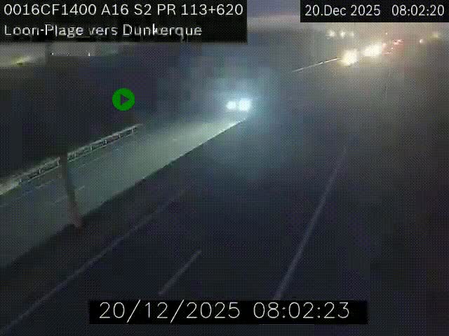 Webcam autoroute A16 à hauteur de Loon-Plage. Vue orientée vers Dunkerque et la Belgique.