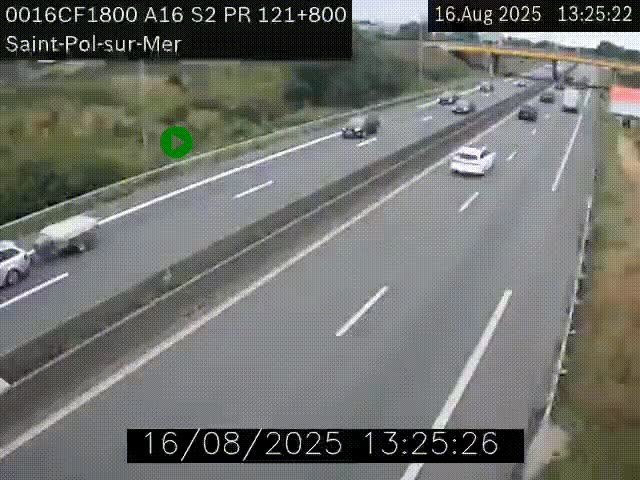 Webcam autoroute A16 à proximité de Dunkerque, à hauteur de la sortie Saint-Pol-sur-Mer. Vue orientée vers Calais