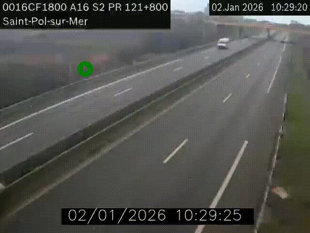Webcam autoroute A16 à proximité de Dunkerque, à hauteur de la sortie Saint-Pol-sur-Mer. Vue orientée vers Calais