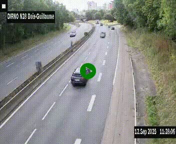 Webcam routière à hauteur de Bois-Guillaume en périphérie de Rouen. Vue orientée vers Rouen