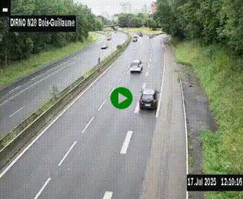 Webcam routière à hauteur de Bois-Guillaume en périphérie de Rouen. Vue orientée vers Rouen