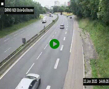 Webcam routière à hauteur de Bois-Guillaume en périphérie de Rouen. Vue orientée vers Rouen