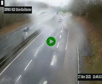 Webcam routière à hauteur de Bois-Guillaume en périphérie de Rouen. Vue orientée vers Rouen