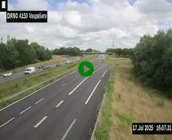 Webcam autoroute A150 à hauteur de La Vaupalière en périphérie de Rouen. Vue orientée vers Rouen