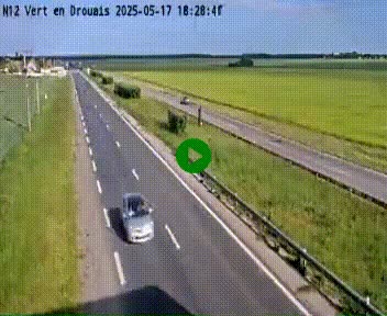 Webcam à hauteur de Vert-en-Drouais sur la N12, en périphérie de Dreux. Vue orientée vers Alençon