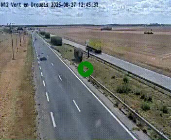 Webcam à hauteur de Vert-en-Drouais sur la N12, en périphérie de Dreux. Vue orientée vers Alençon