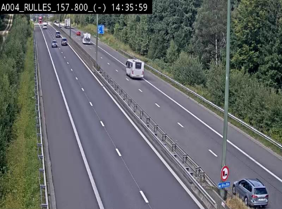 Webcam à Marbehan sur l'E411 à hauteur de la sortie 28a Rulles. Vue orientée vers Bruxelles
