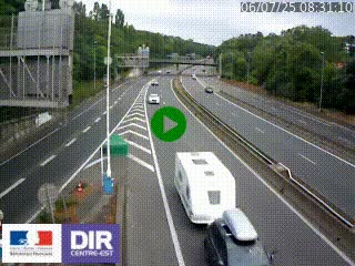 Caméra autoroute sur A6 - Valvert, près de Lyon, en direction de Paris, à hauteur de la sortie 36 Porte du Valvert