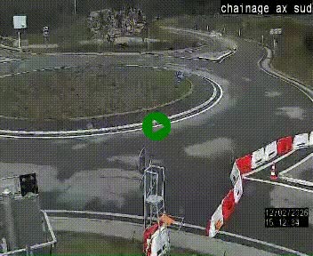 Webcam au nord d'Ax-les-Thermes au niveau de l'aire de chaînage de la N20. Vue orientée vers les Pyrénées, en direction de Pas de la Case