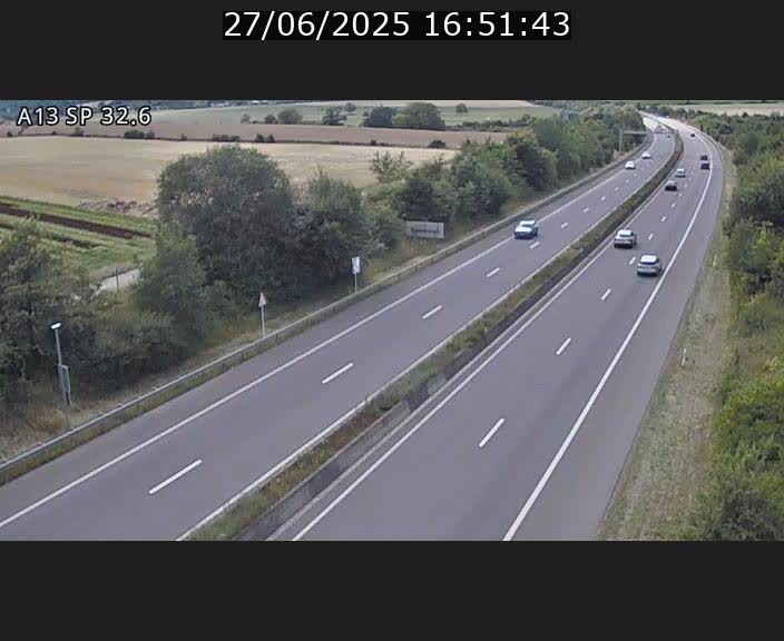 Webcam info trafic A13 à hauteur de Mondorf-les-bains. Vue orientée vers Altwies