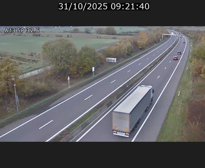Webcam info trafic A13 à hauteur de Mondorf-les-bains. Vue orientée vers Altwies