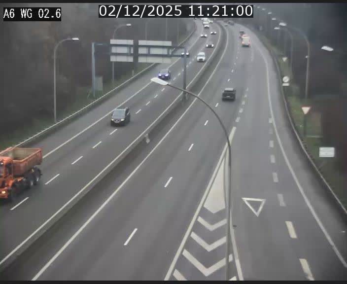 Traffic live webcam Luxembourg Croix de Cessange - A6 - BK 2.6 - direction France/Allemagne