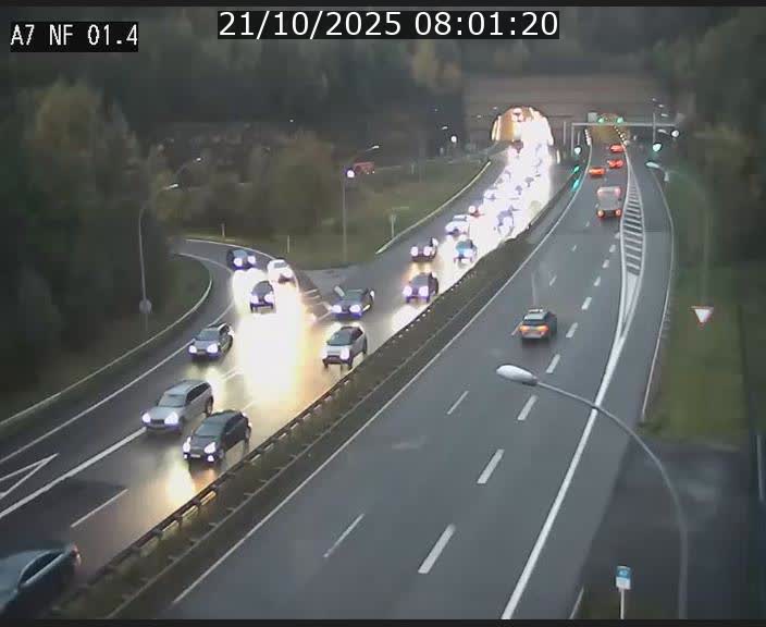Caméra autoroute Luxembourg A7 - Echangeur Waldhaff - direction Tunnel Stafelter