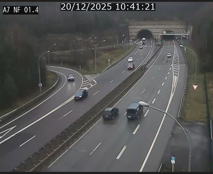Caméra autoroute Luxembourg A7 - Echangeur Waldhaff - direction Tunnel Stafelter