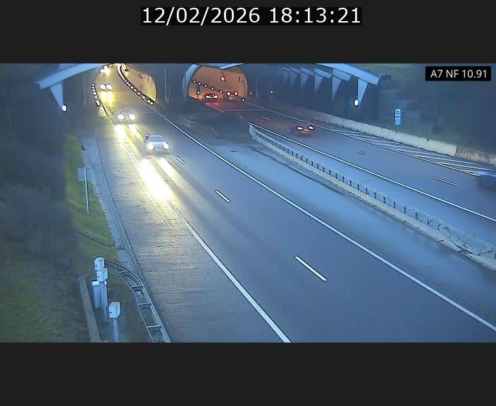 Caméra trafic Luxembourg - A7, Tunnel Gousselerbierg, entrée sud, direction Mersch