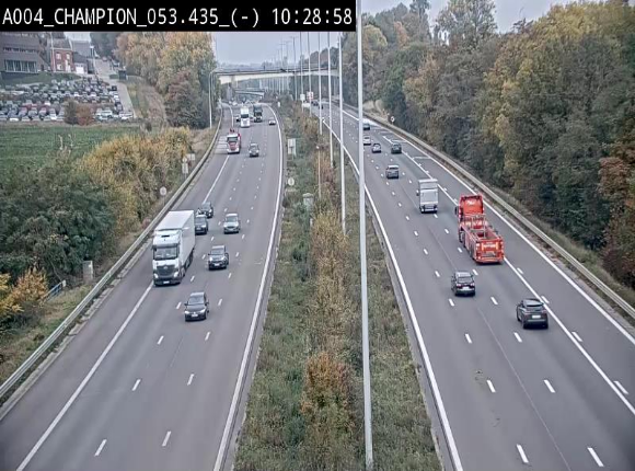 Webcam E411 à Champion, à proximité de Namur. Vue orientée vers Bruxelles
