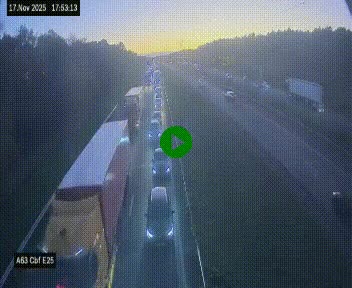 Webcam autoroute A63 en périphérie de Bordeaux au sud-est de la ville, en provenance du bassin d'Arcachon. Vue orientée vers Bordeaux