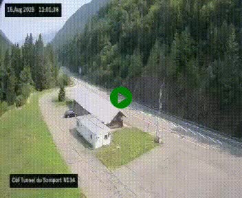 Webcam à l'entrée du tunnel du Somport, côté français, sur la N134, dans les Pyrénées, en direction de l'Espagne, à 1116 mètres d'altitude