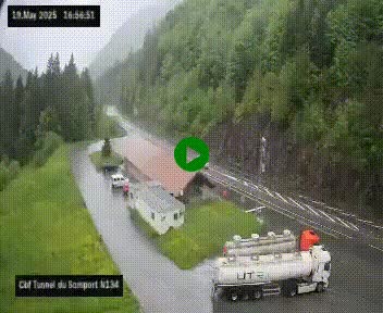 Webcam à l'entrée du tunnel du Somport, côté français, sur la N134, dans les Pyrénées, en direction de l'Espagne, à 1116 mètres d'altitude