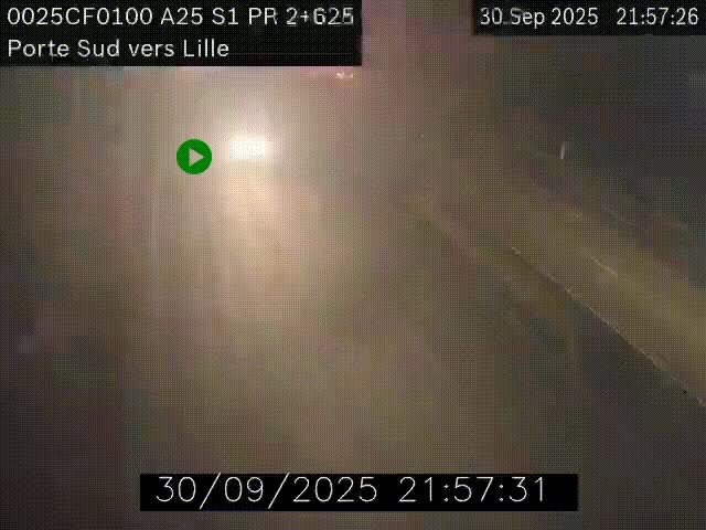 Webcam autoroute A25 sur le périphérique de Lille à hauteur de Lille-Sud et la sortie 3 Faches-Thumesnil. Vue orientée vers Lille-Centre.