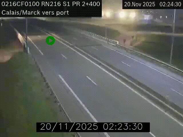 Webcam à Calais sur A216 (N216) en direction du port (harbour) de Calais.