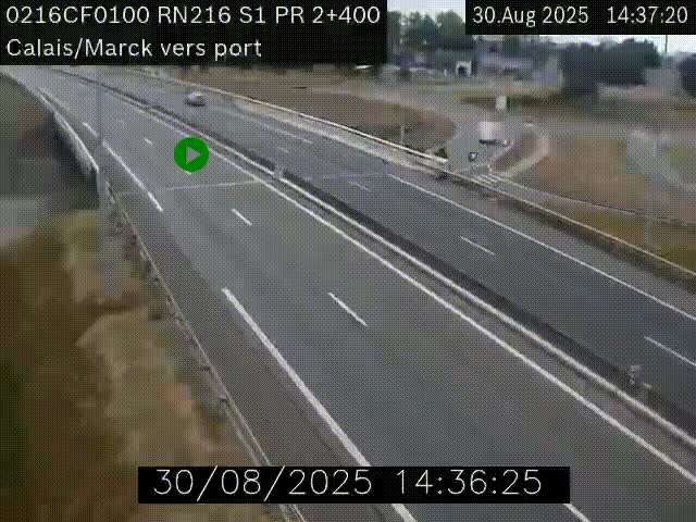 Webcam à Calais sur A216 (N216) en direction du port (harbour) de Calais.