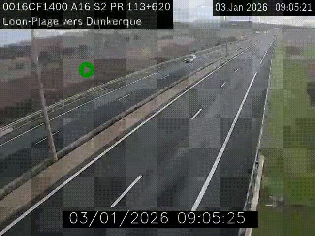 Webcam autoroute A16 à hauteur de Loon-Plage. Vue orientée vers Dunkerque et la Belgique.